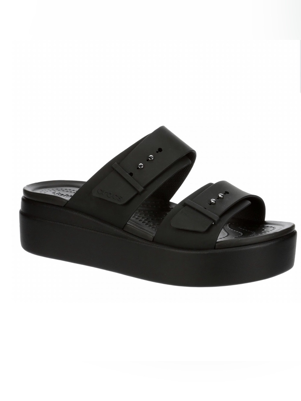 CROCS WOMENS BROOKLYN BUCKLE LOW WEDGE SANDAL